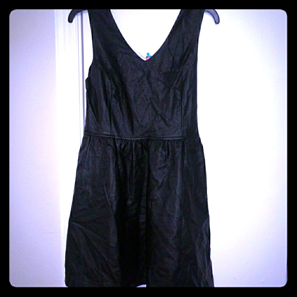 Faux Leather Black Dress